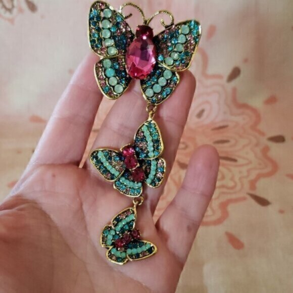 Athena Galore Jewelry - Large Butterfly Corsage Rhinestone Brooch Butterflies Butterfly Pin